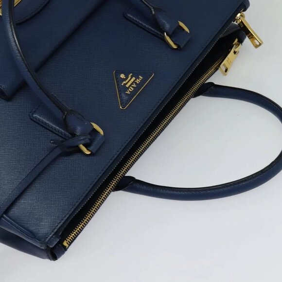 PRADA Hand Bag Safiano leather 2way Blue Gold Auth 125760 - Picture 8 of 14